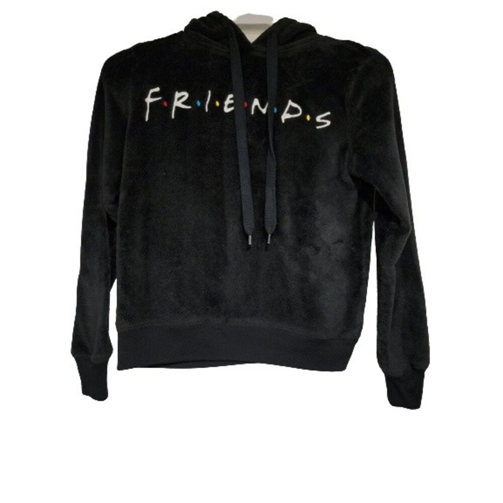 Friends TV Show Womens Sleepwear Fleece Hoodie Sweatshirt Black Pullover Size XS